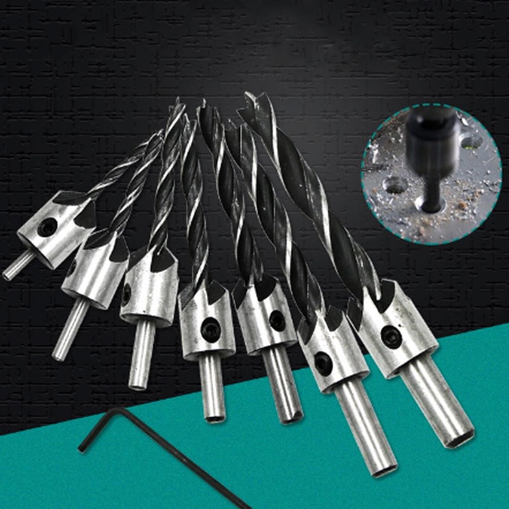 Woodworking Countersink Drill Bit Set With Adjustable HSS Chamfer Bits For Clean Screw Holes 6