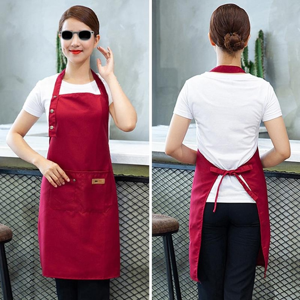 Adjustable Waterproof Cotton Chef Apron For Cooking BBQ Cafe Salon Use 1