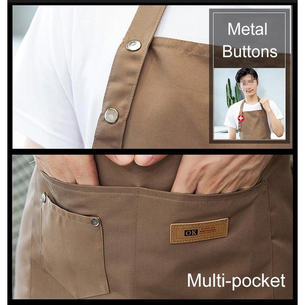 Adjustable Waterproof Cotton Chef Apron For Cooking BBQ Cafe Salon Use 4