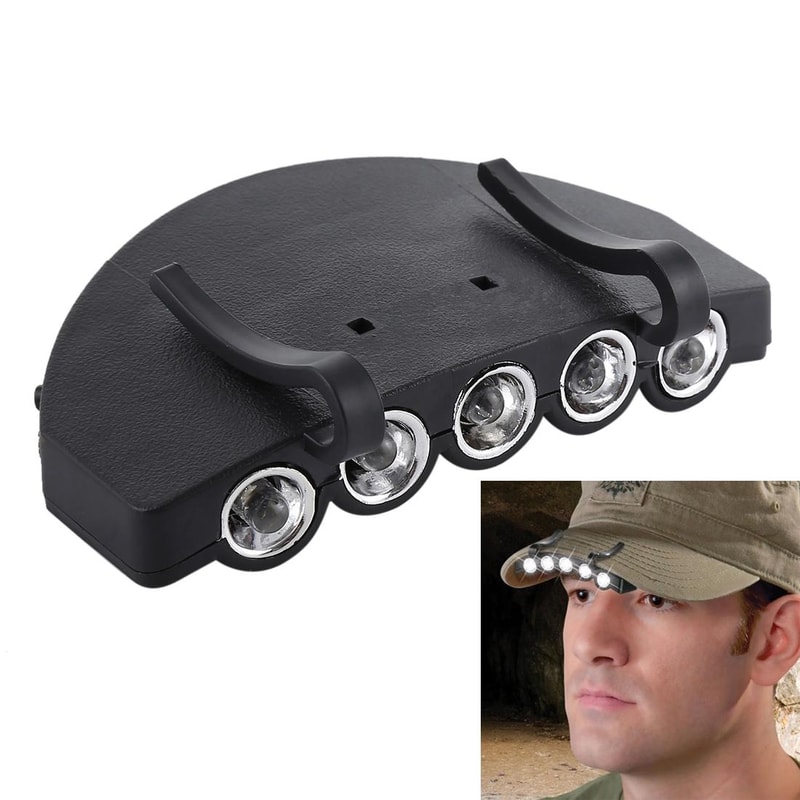 5 LED Clip On Cap Light for Camping, Fishing & Hands Free Outdoor Use