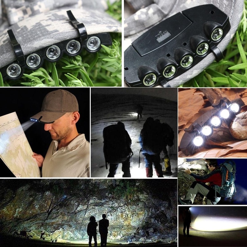 5 LED Clip On Cap Light for Camping, Fishing & Hands Free Outdoor Use