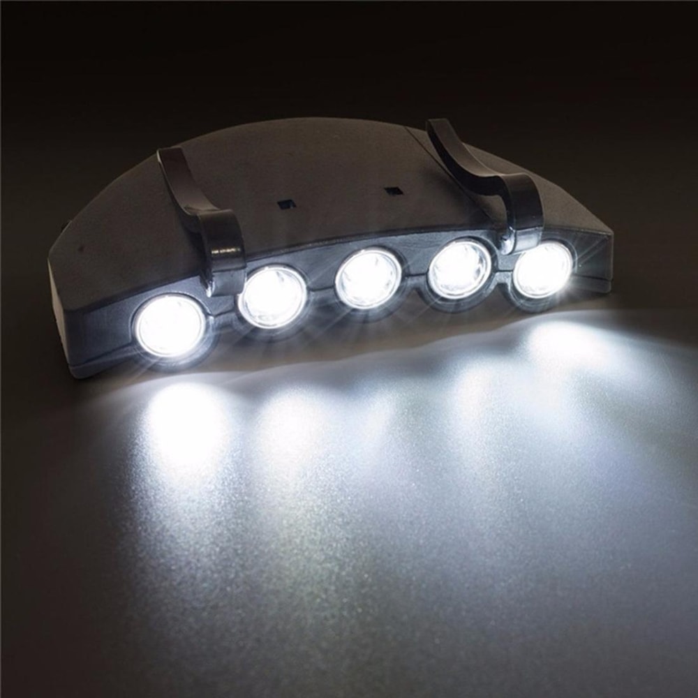 5 LED Clip On Cap Light for Camping, Fishing & Hands Free Outdoor Use