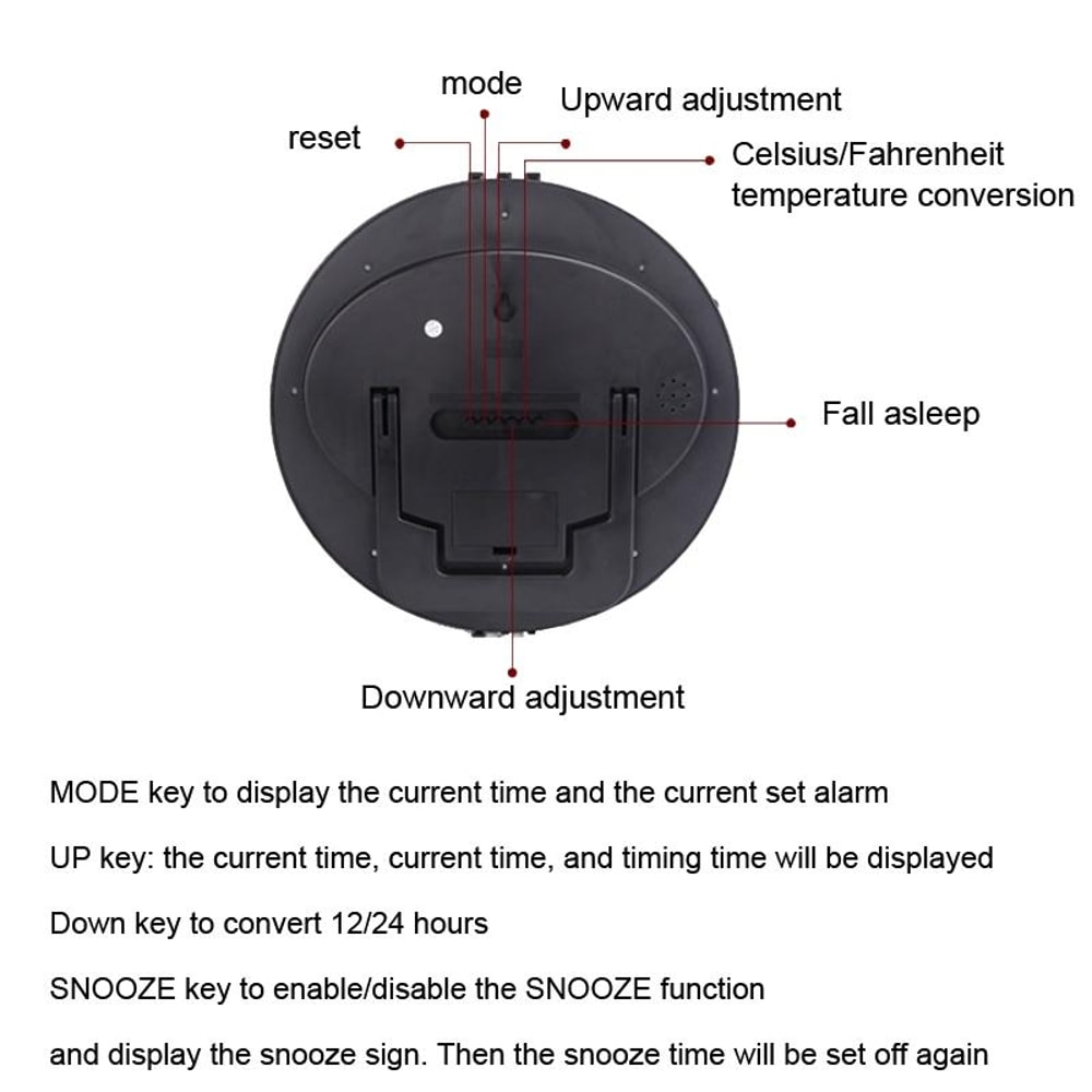 Modern Silent Digital Wall Clock With Large LCD Display Temperature Monitor Snooze Alarm 3