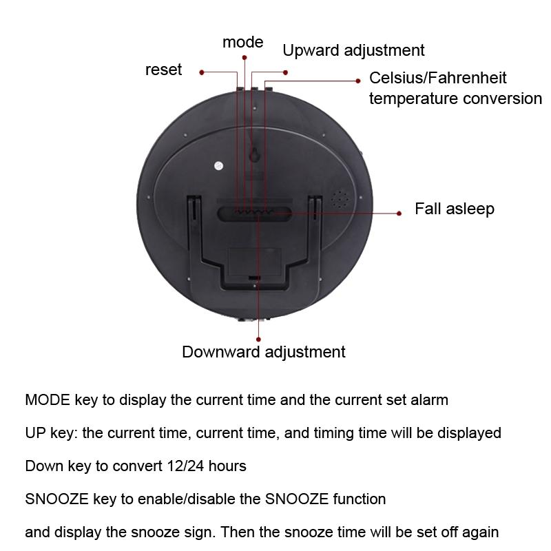 Modern Silent Digital Wall Clock With Large LCD Display Temperature Monitor Snooze Alarm 3