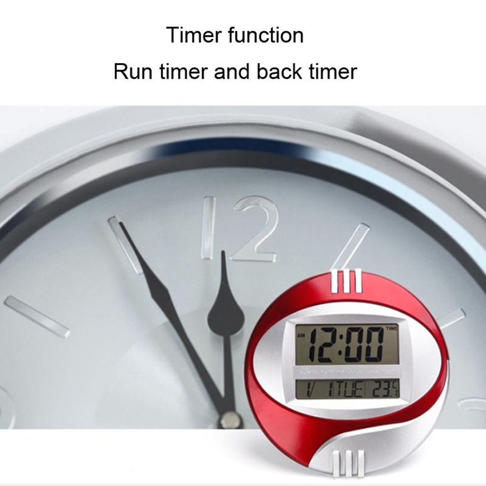 Modern Silent Digital Wall Clock With Large LCD Display Temperature Monitor Snooze Alarm 4
