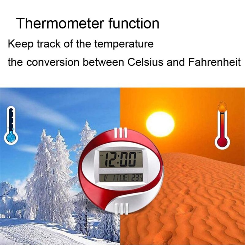 Modern Silent Digital Wall Clock With Large LCD Display Temperature Monitor Snooze Alarm 6