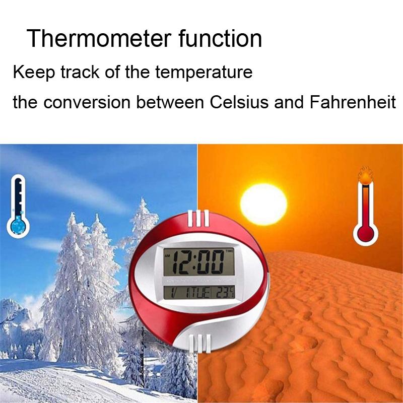 Modern Silent Digital Wall Clock With Large LCD Display Temperature Monitor Snooze Alarm 6