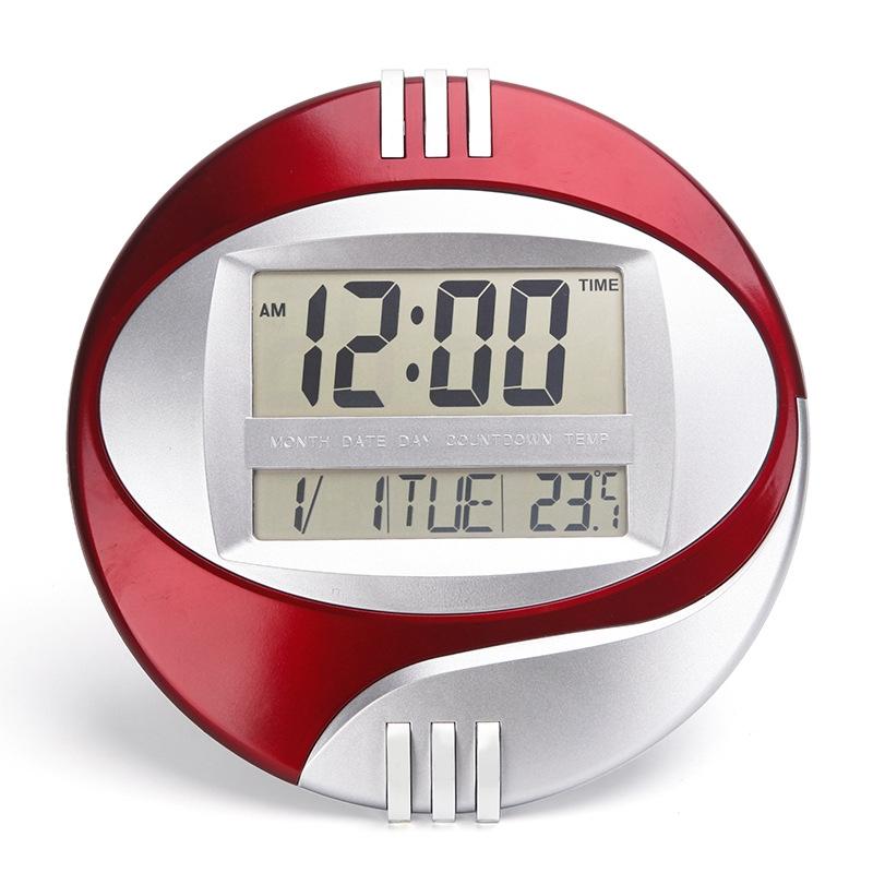 Modern Silent Digital Wall Clock With Large LCD Display Temperature Monitor Snooze Alarm 8