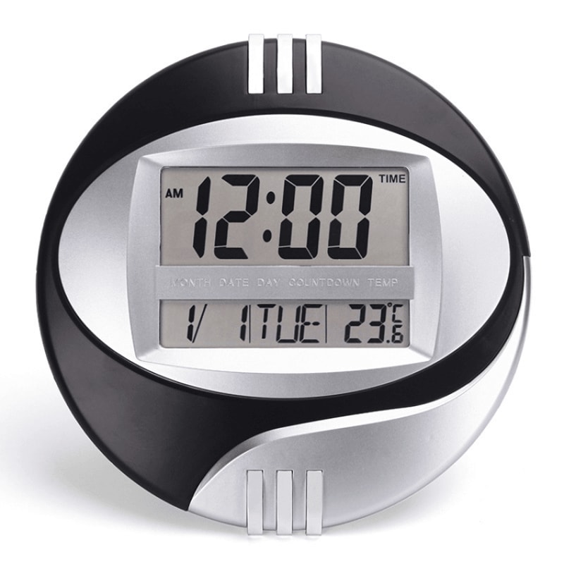 Modern Silent Digital Wall Clock With Large LCD Display Temperature Monitor Snooze Alarm 10