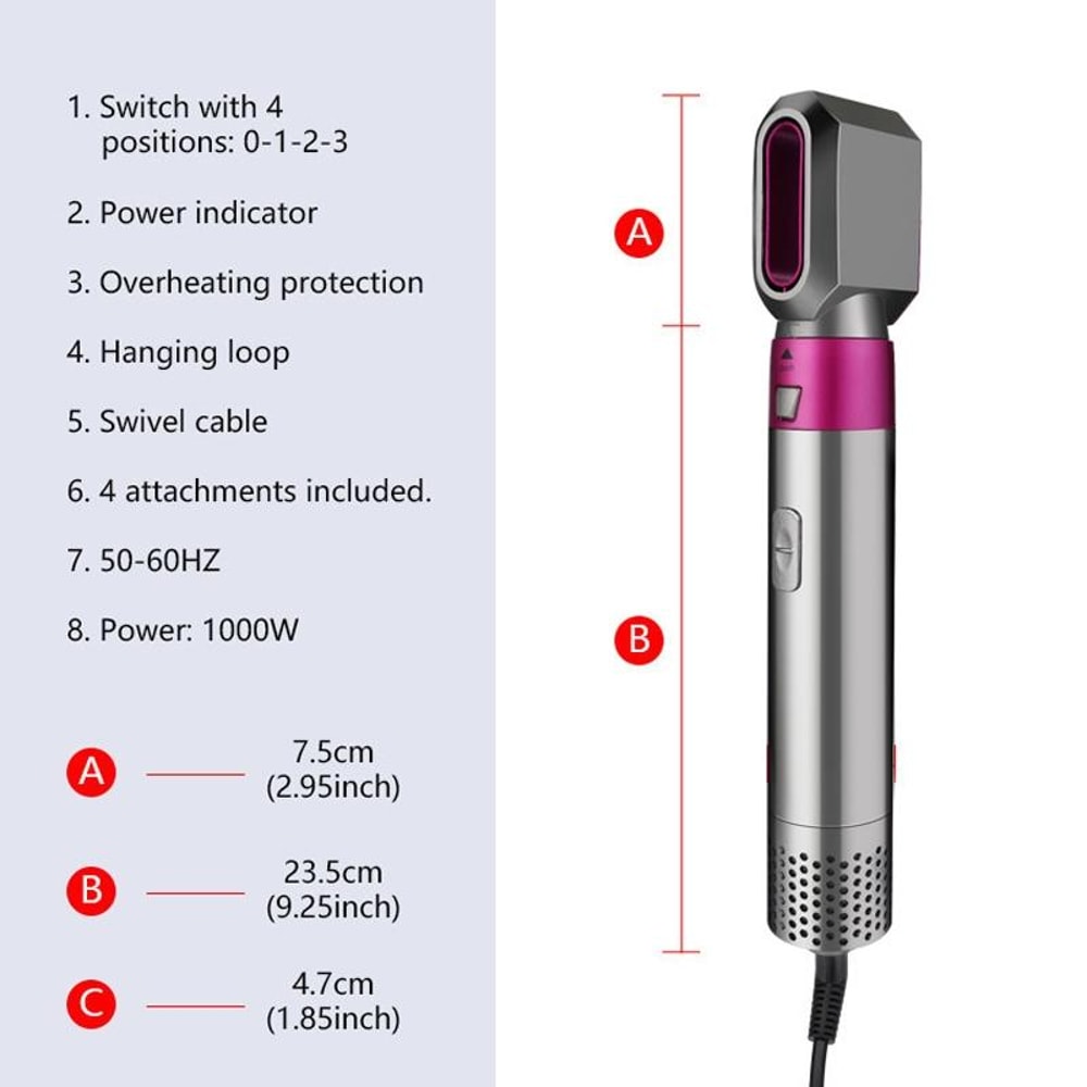 5 In 1 Hot Air Styler Brush For Curling Straightening Volumizing Hair 5