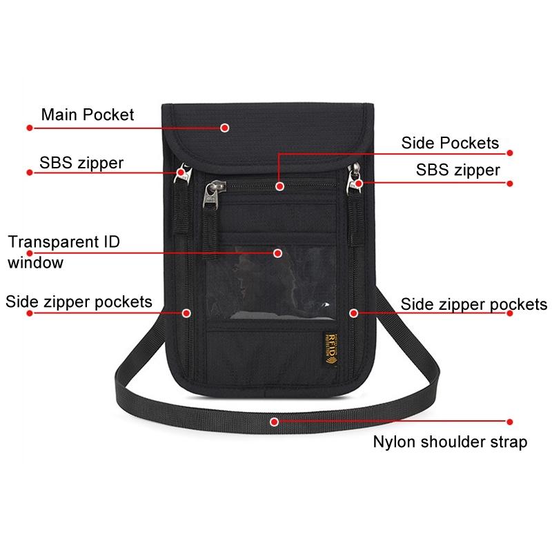 RFID Travel Neck Wallet Passport Holder Anti Theft Crossbody Phone Bag 4