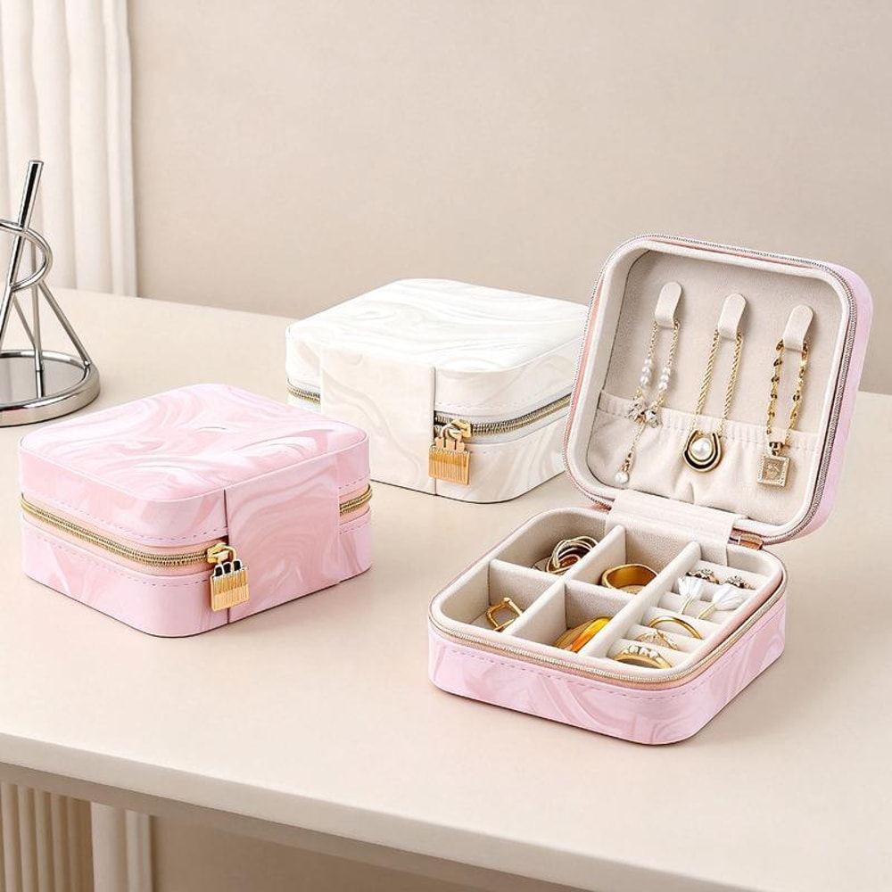 Portable Travel Jewelry Organizer Case For Rings Earrings Necklaces With Velvet Protection 1