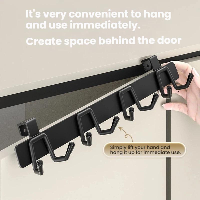 Stainless Steel Over The Door Hook Rack For Cabinets Closets No Drill Organizer 2