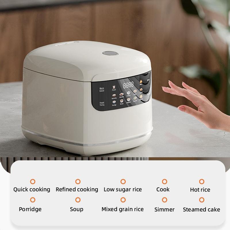 Smart 2L Electric Rice Cooker with Color Screen, 10 Preset Menus & 24H Timer