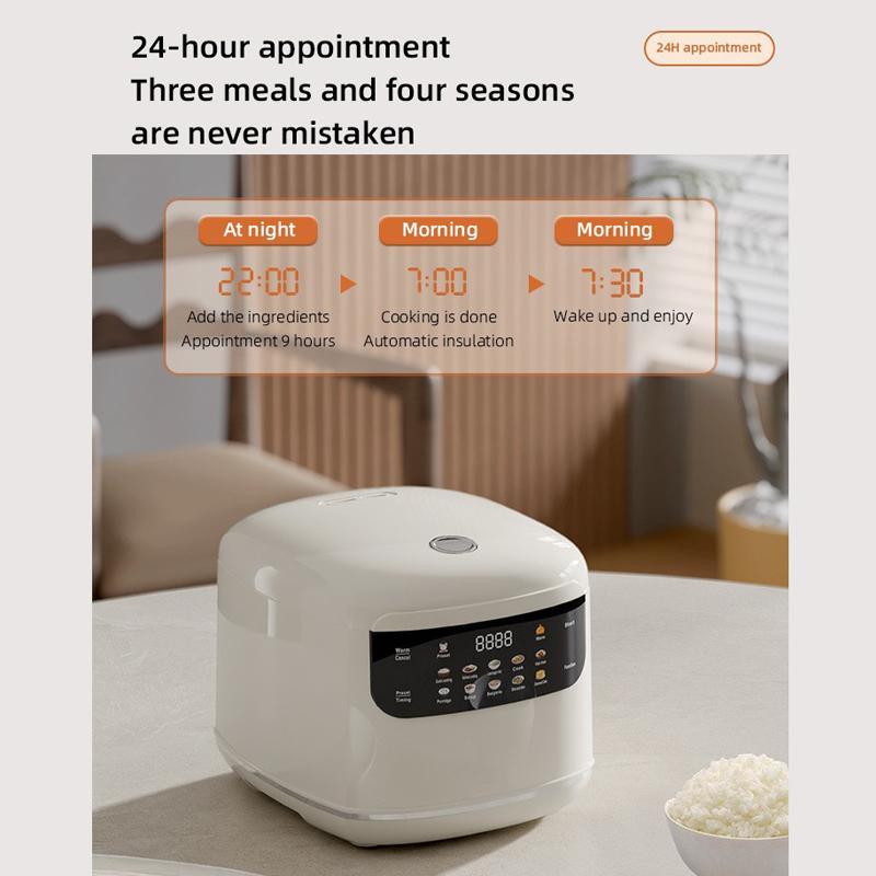 Smart 2L Electric Rice Cooker with Color Screen, 10 Preset Menus & 24H Timer