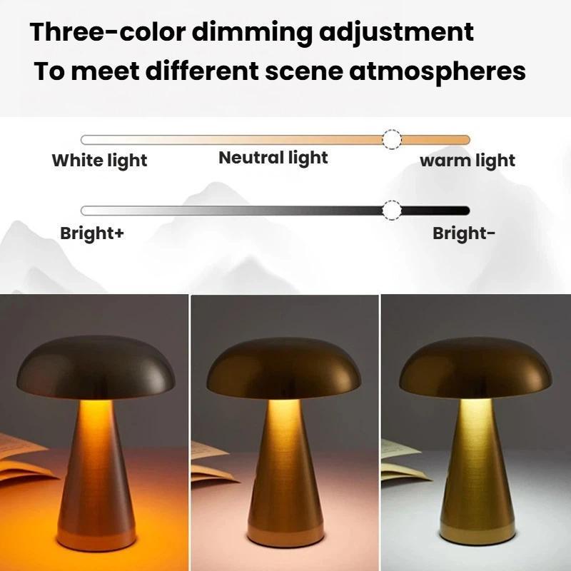 Rechargeable Mushroom Table Lamp With Dimmable Ambient Light For Bedroom Bar Restaurant 3