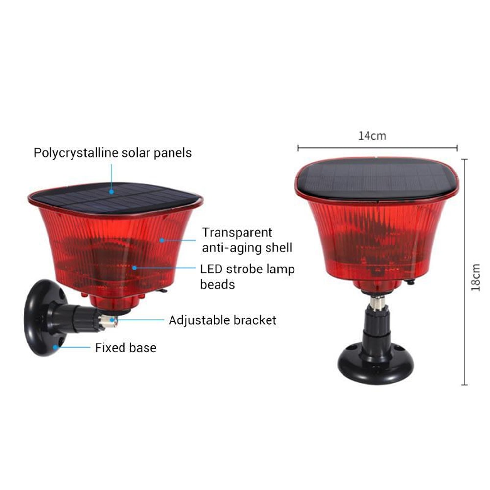 Solar Powered Animal Repellent Alarm With Flashing LED Light For Farms Orchards Warehouses 1