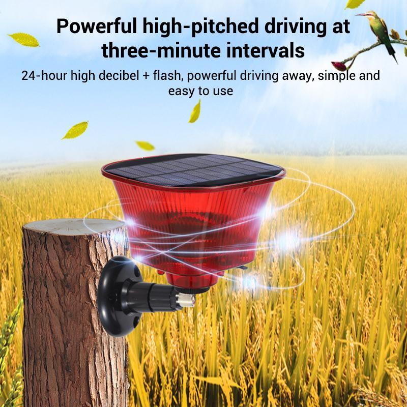 Solar Powered Animal Repellent Alarm With Flashing LED Light For Farms Orchards Warehouses 2