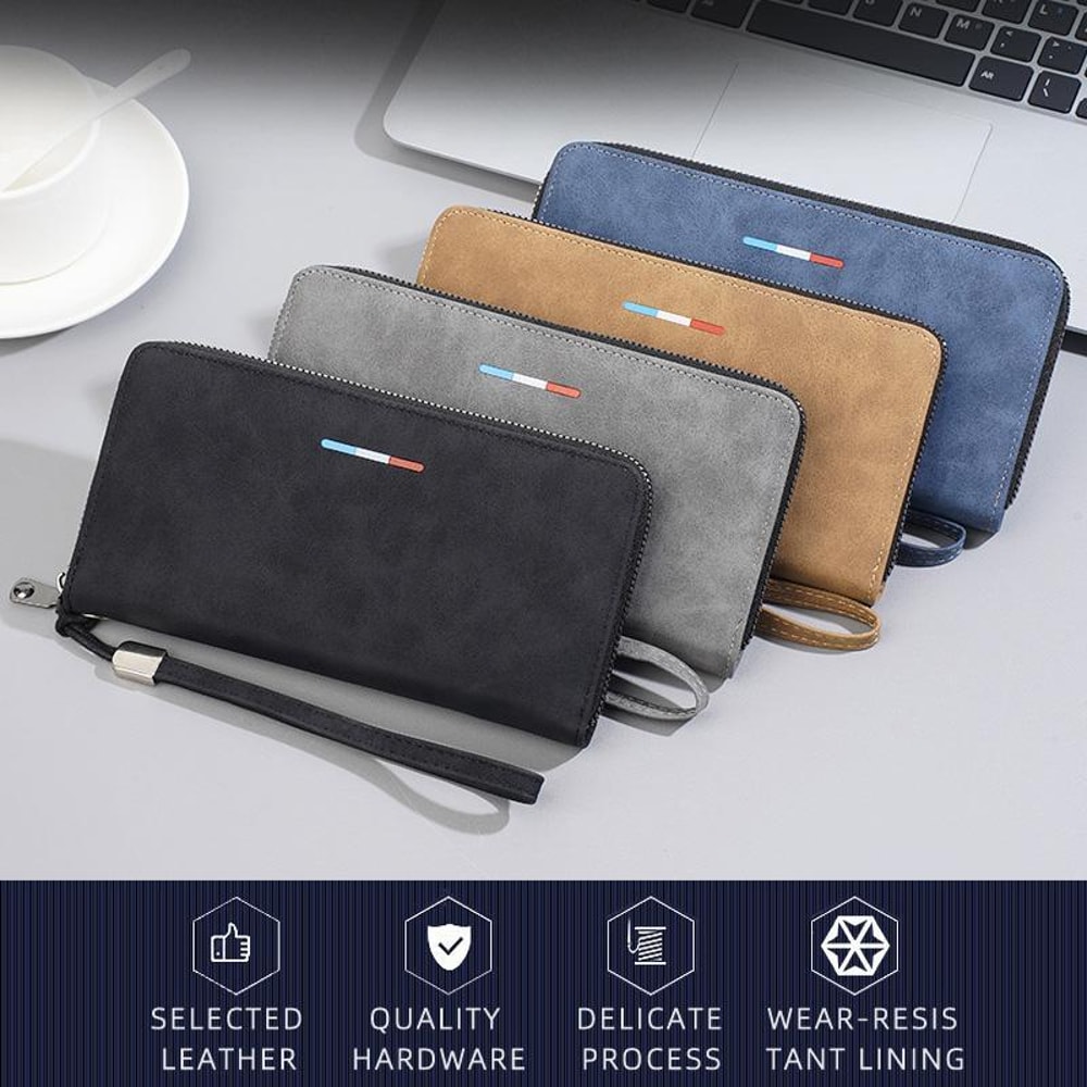 Men Long Wallet Zippered Clutch With MultiCard Holder Phone Storage 1