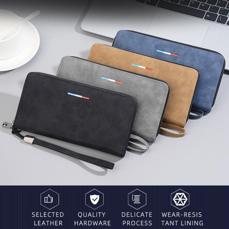 Men Long Wallet Zippered Clutch With MultiCard Holder Phone Storage 1