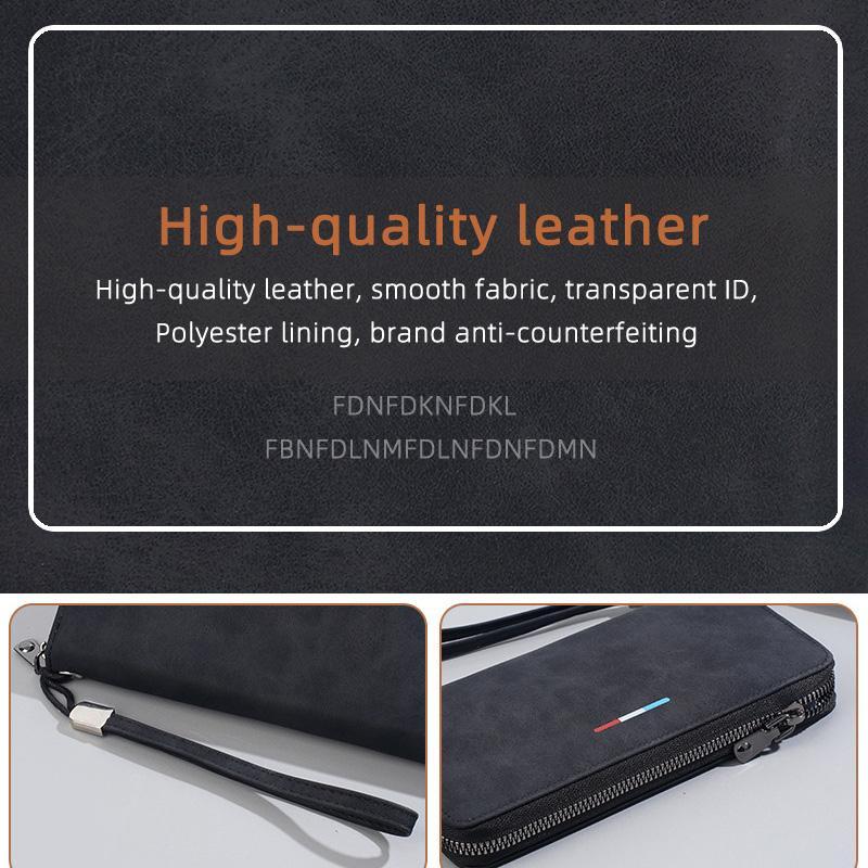 Men Long Wallet Zippered Clutch With MultiCard Holder Phone Storage 2