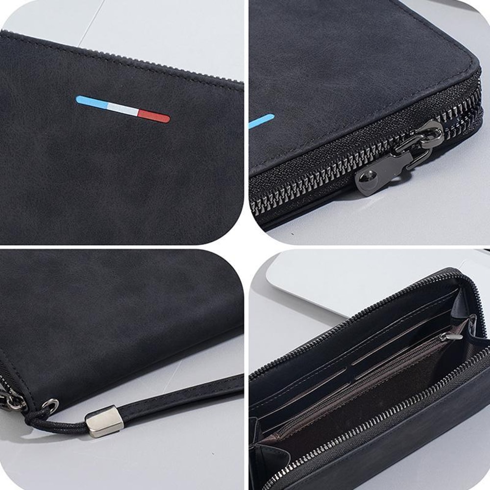 Men Long Wallet Zippered Clutch With MultiCard Holder Phone Storage 3