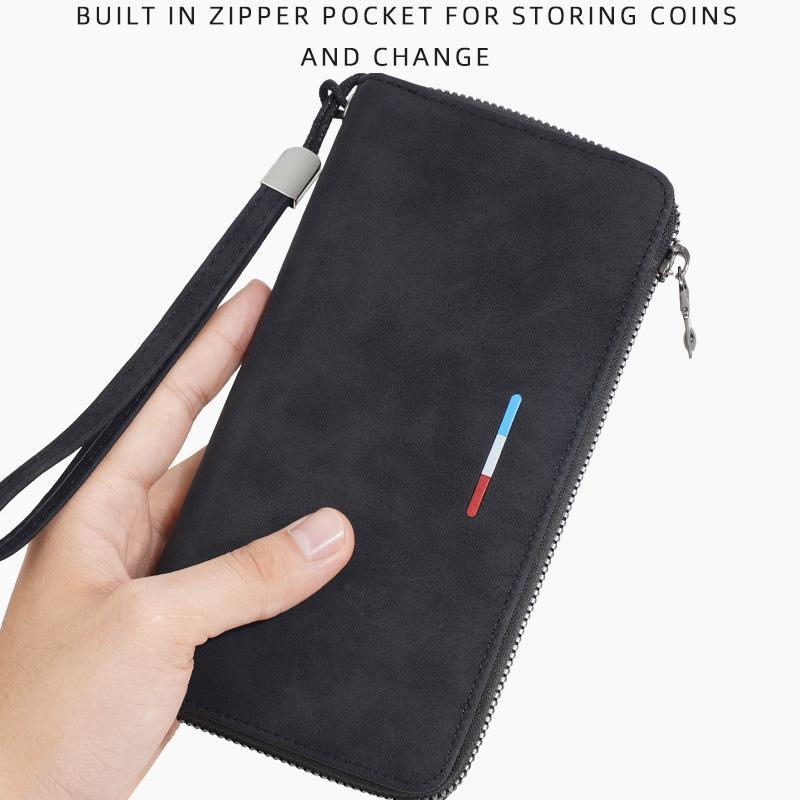 Men Long Wallet Zippered Clutch With MultiCard Holder Phone Storage 4