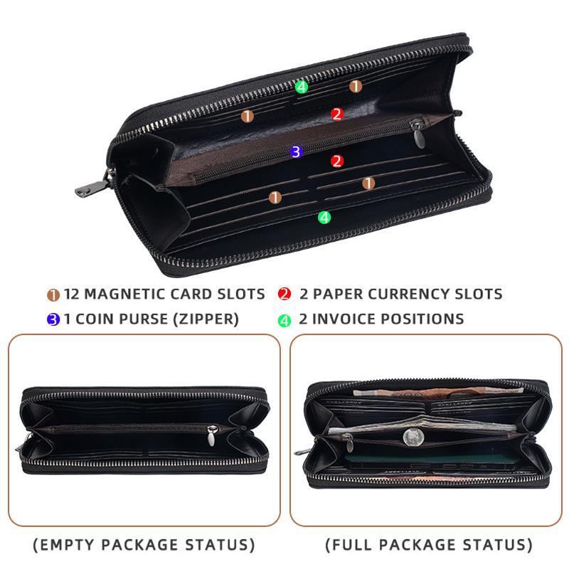 Men Long Wallet Zippered Clutch With MultiCard Holder Phone Storage 5