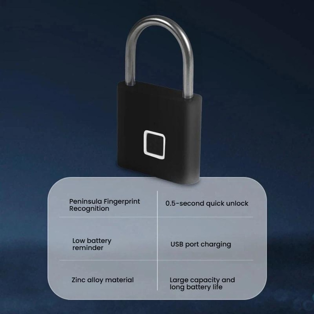 Tuya Smart Fingerprint Padlock With App Control USBC Rechargeable Waterproof Security Lock 1