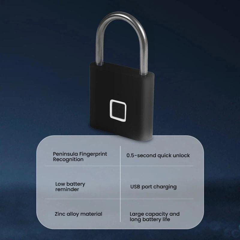 Tuya Smart Fingerprint Padlock With App Control USBC Rechargeable Waterproof Security Lock 1