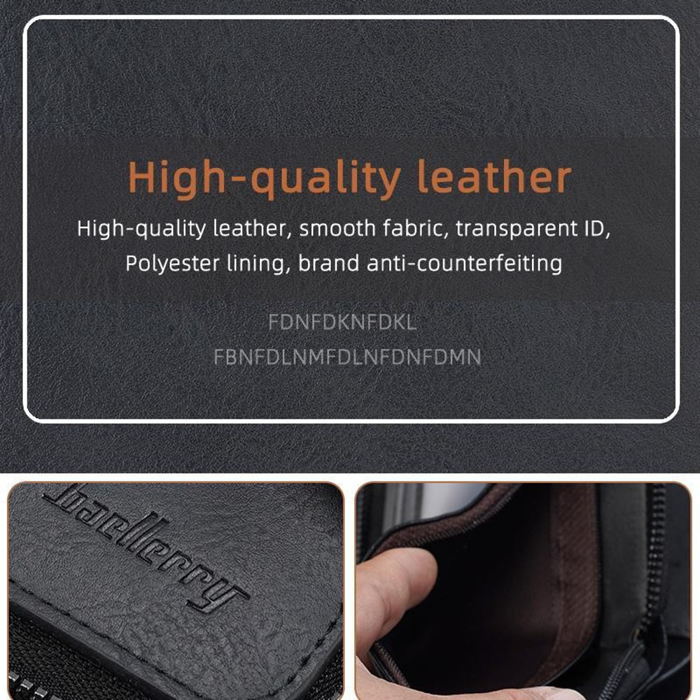 Vintage Men Wallet With Zipper Coin Pocket MultiCard Holder 2