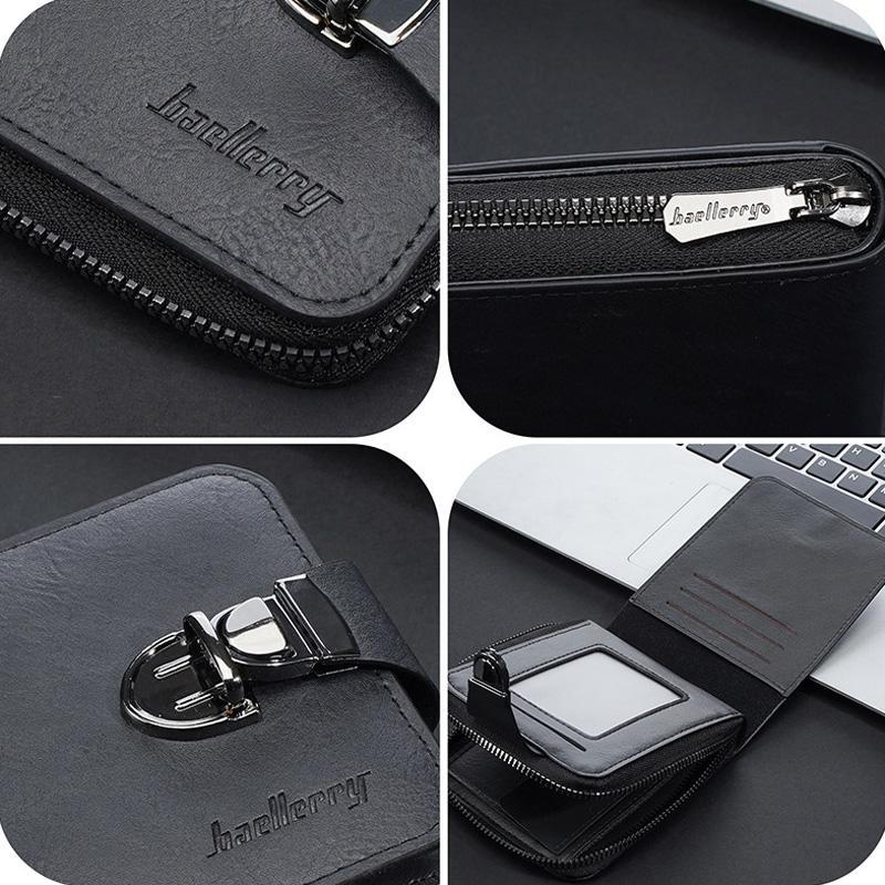 Vintage Men Wallet With Zipper Coin Pocket MultiCard Holder 3