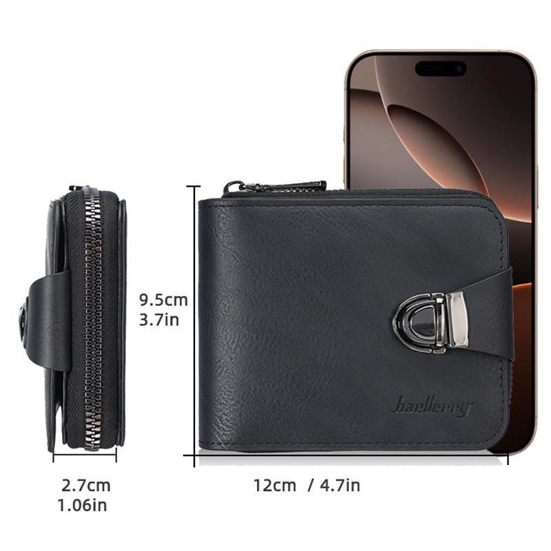 Vintage Men Wallet With Zipper Coin Pocket MultiCard Holder 6