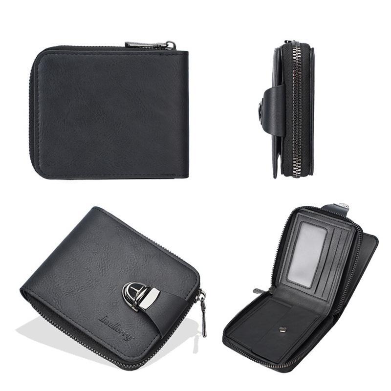 Vintage Men Wallet With Zipper Coin Pocket MultiCard Holder 7