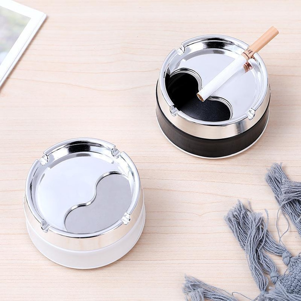 Windproof Rotating Lid Desktop Ashtray With Sealed Smokeless Design 1