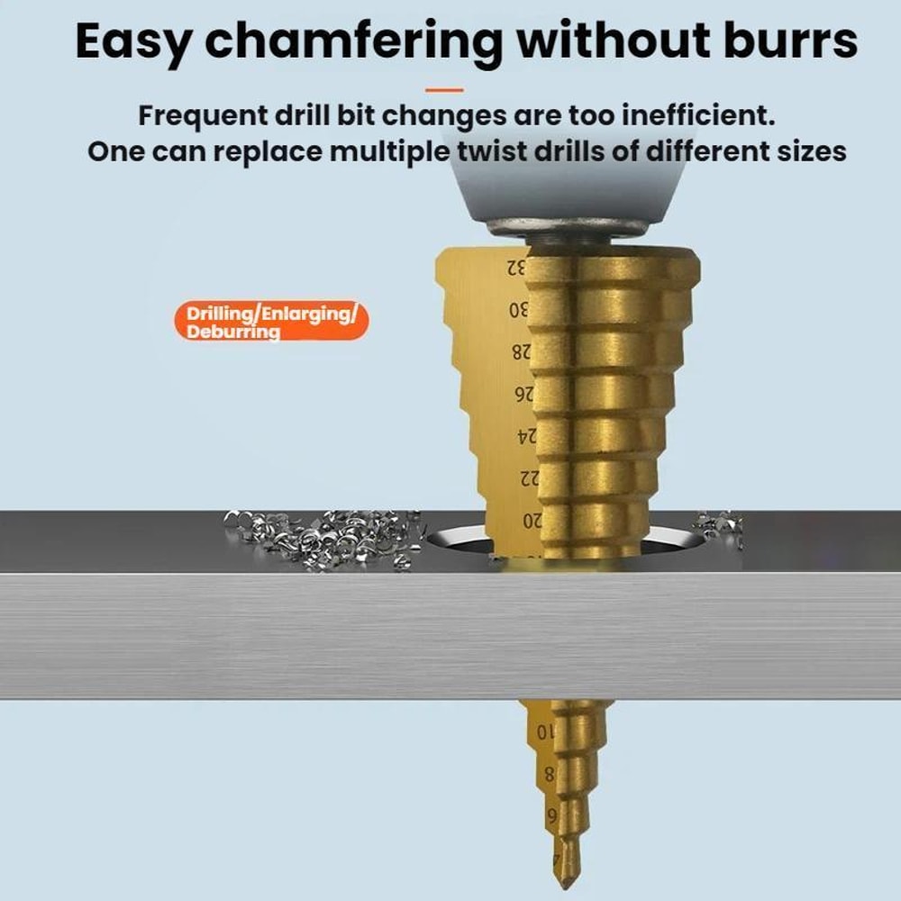 6PCS Step Drill Bit Set With Triangular Shank For Wood Plastic Soft Metal Cutting 5