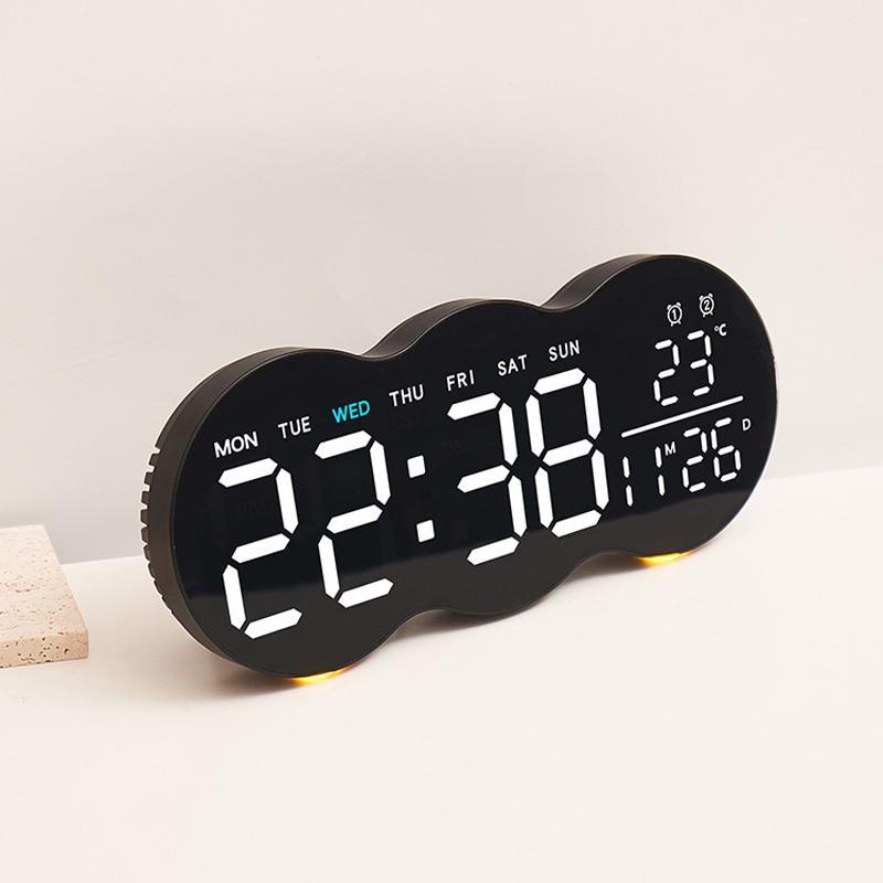 Smart LED Wall Clock With Remote Control Alarm Temperature Display Warm Night Light 1