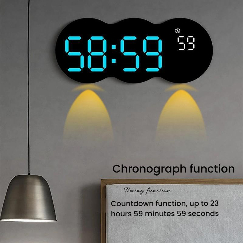 Smart LED Wall Clock With Remote Control Alarm Temperature Display Warm Night Light 3