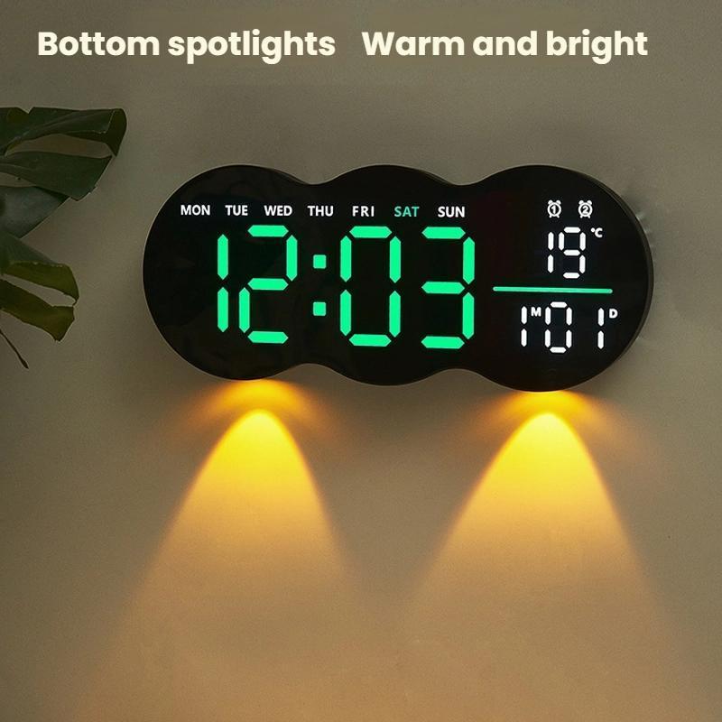 Smart LED Wall Clock With Remote Control Alarm Temperature Display Warm Night Light 4