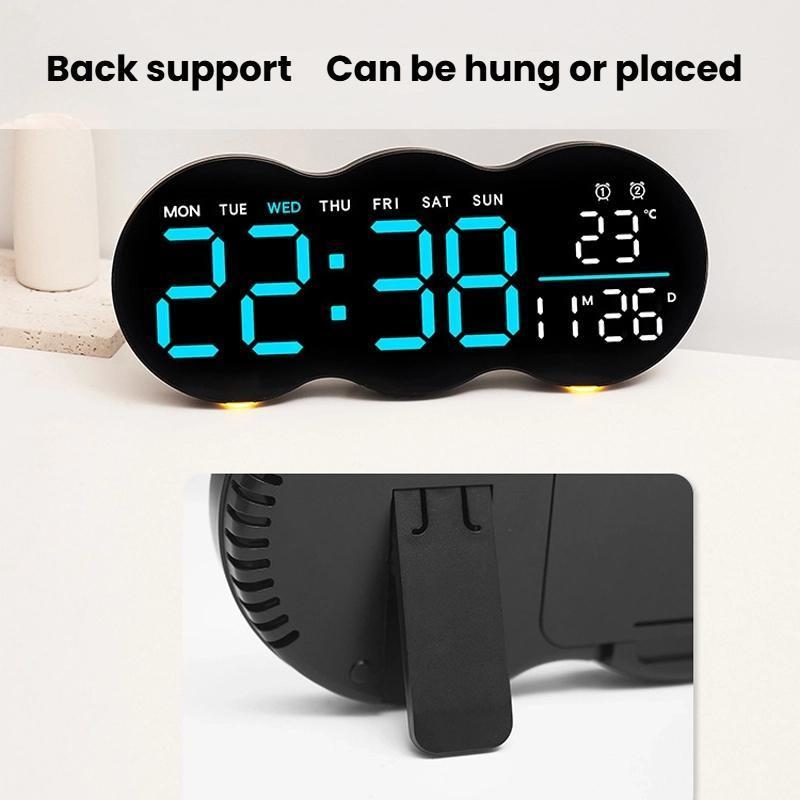 Smart LED Wall Clock With Remote Control Alarm Temperature Display Warm Night Light 6
