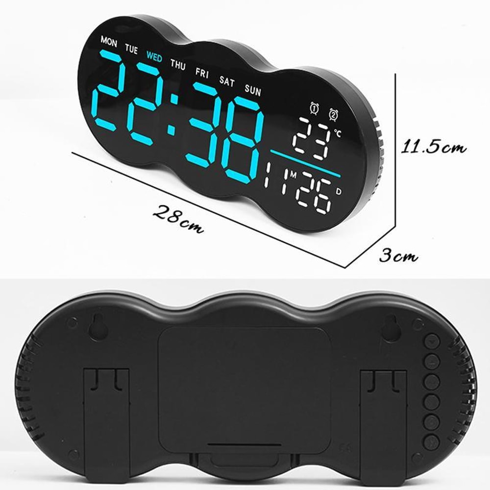 Smart LED Wall Clock With Remote Control Alarm Temperature Display Warm Night Light 7
