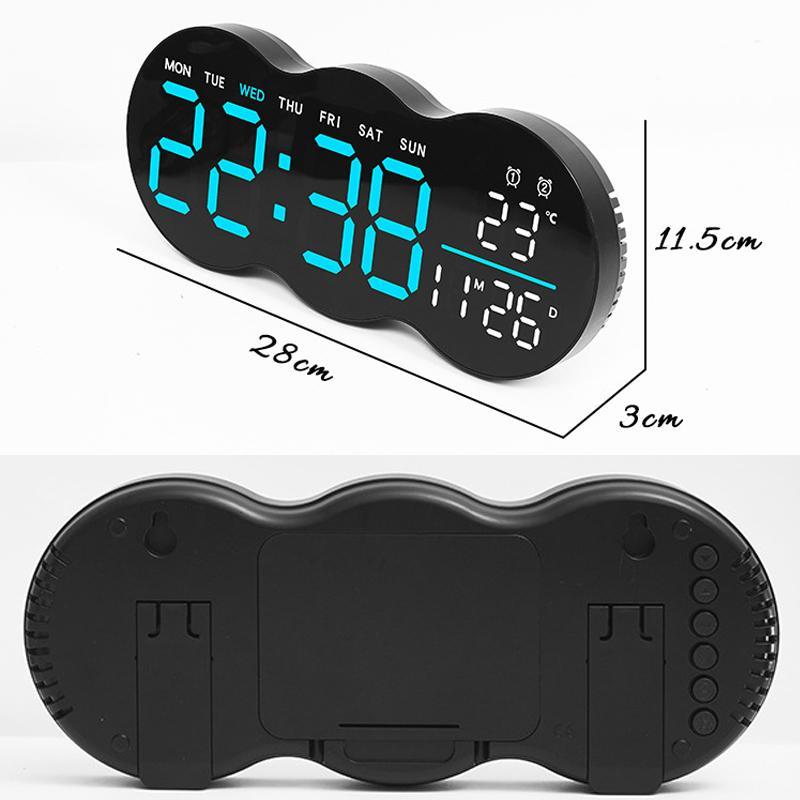 Smart LED Wall Clock With Remote Control Alarm Temperature Display Warm Night Light 7