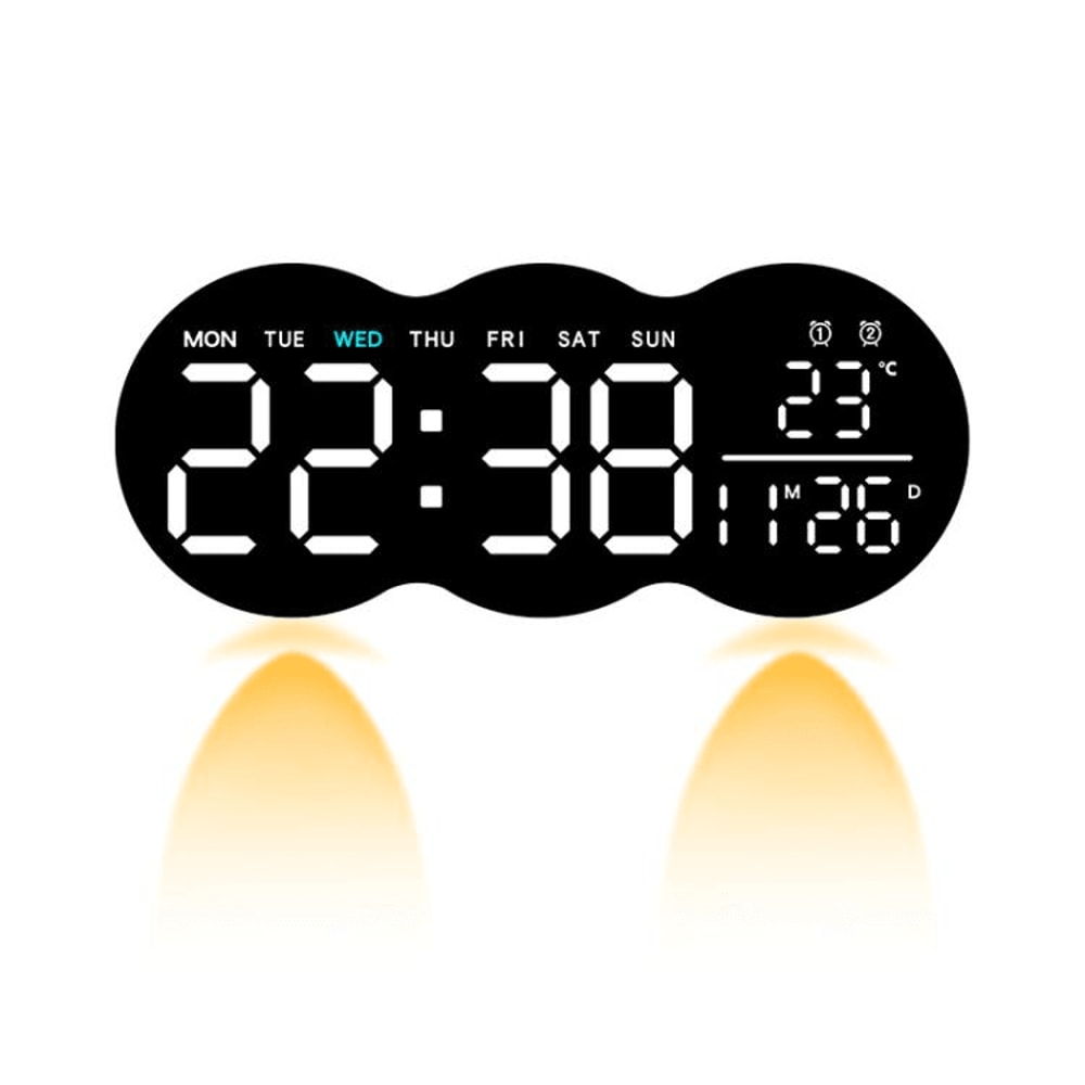 Smart LED Wall Clock With Remote Control Alarm Temperature Display Warm Night Light 13