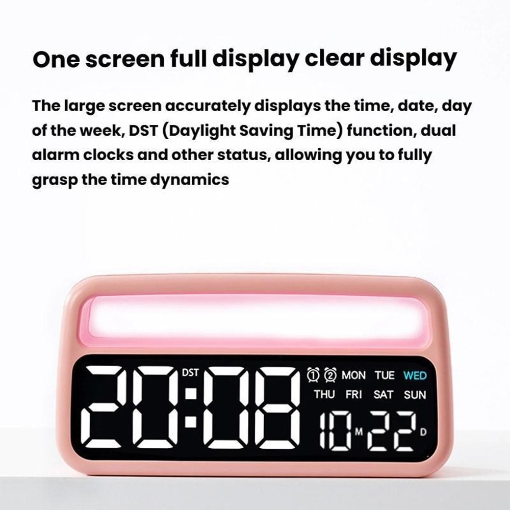 LED Alarm Clock With Ambient Night Light Auto Dimming Display 1