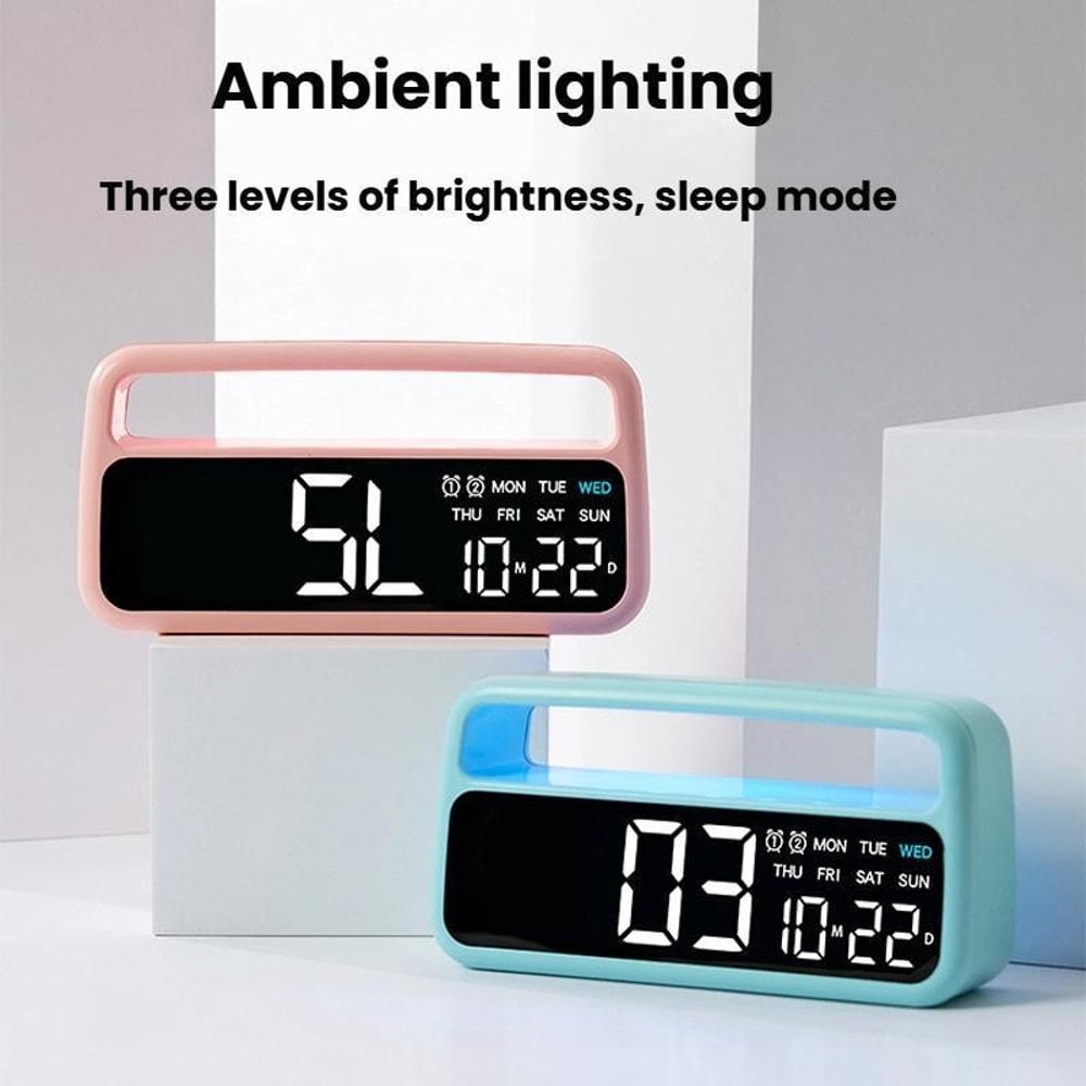 LED Alarm Clock With Ambient Night Light Auto Dimming Display 3