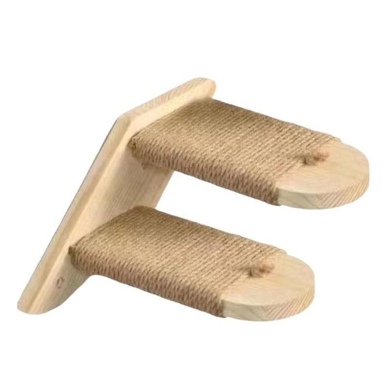 Wall Mounted Cat Climbing Wall With Sisal Steps MultiLevel Wooden Cat Shelves 6