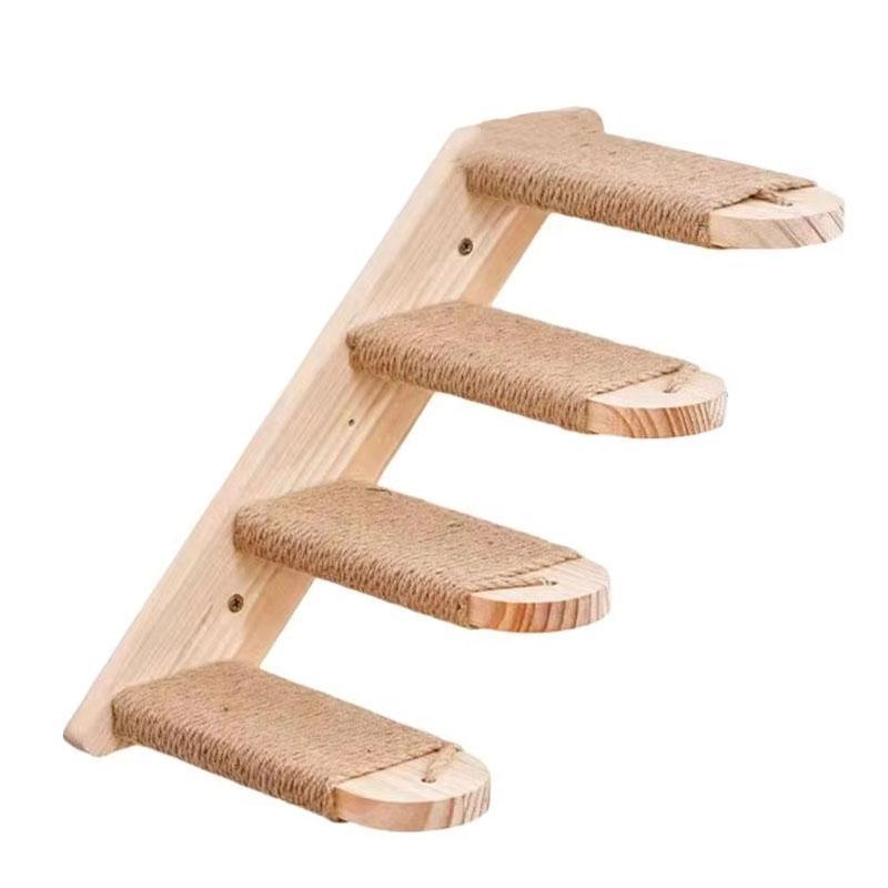 Wall Mounted Cat Climbing Wall With Sisal Steps MultiLevel Wooden Cat Shelves 8