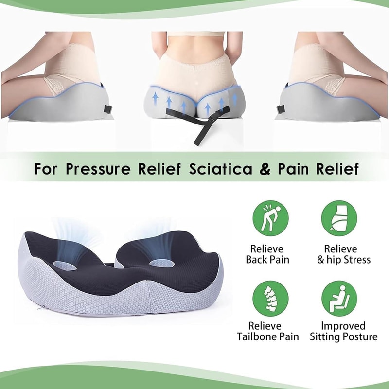 Orthopedic Memory Foam Seat Cushion For Sciatica Relief And Long Sitting Comfort 7