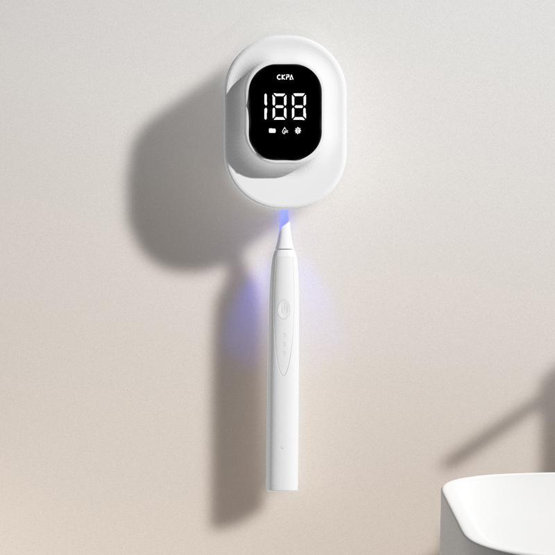 UV Toothbrush Sanitizer Holder With Smart Display Rechargeable Wall Mount 0