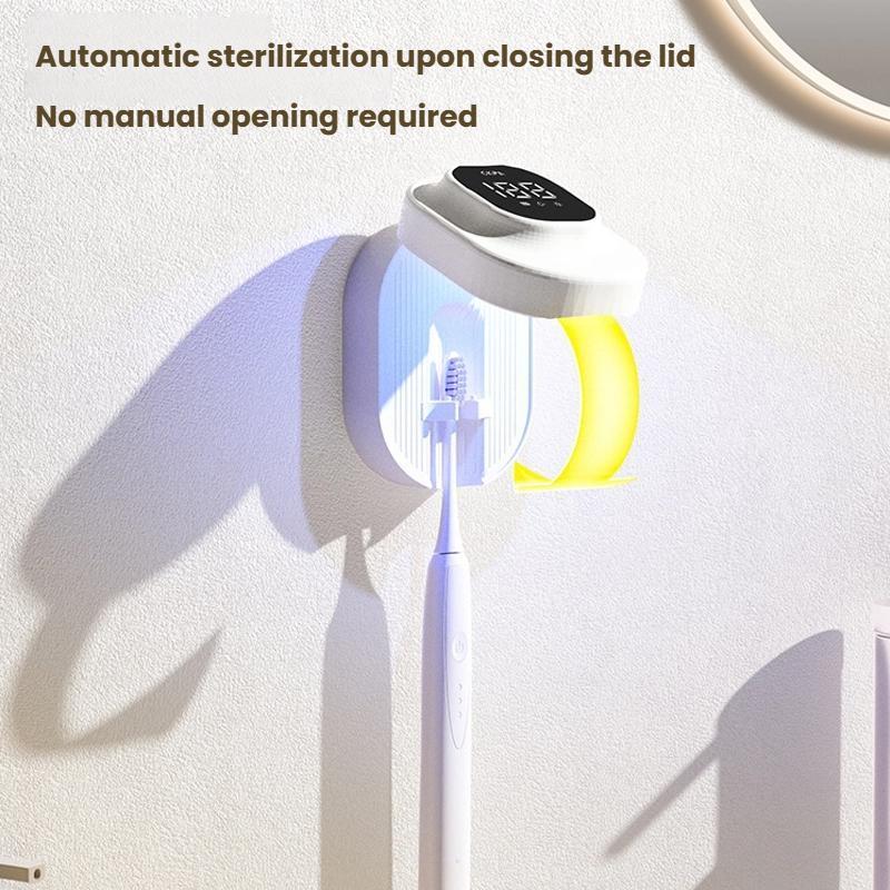 UV Toothbrush Sanitizer Holder With Smart Display Rechargeable Wall Mount 2